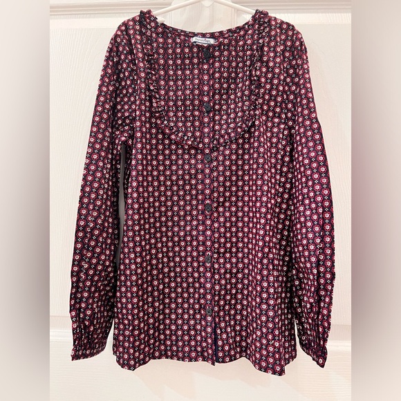 Girl’s Long Sleeve Hartstrings Burgundy and Blue Top Size 12 - Picture 3 of 6